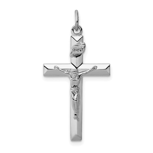 Million Charms 925 Sterling Silver Rhodium-plated INRI Crucifix Pendant - Picture 1 of 4